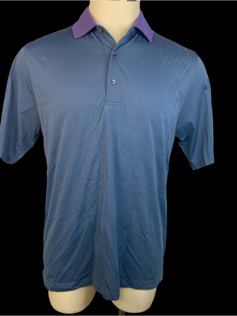 Donald Ross Blue Striped Short Sleeve Polo Golf Shirt Men’s Medium